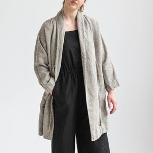 Linen kimono jacket, linen jacket women, linen duster, heavy linen robe, kimono coat, linen kimono robe, linen coat LOTUS image 6