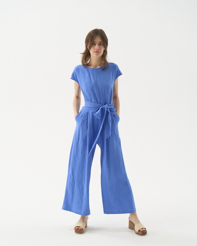 Linen Jumpsuit Jumpsuit Women Linen Overalls Palazzo Etsy UK