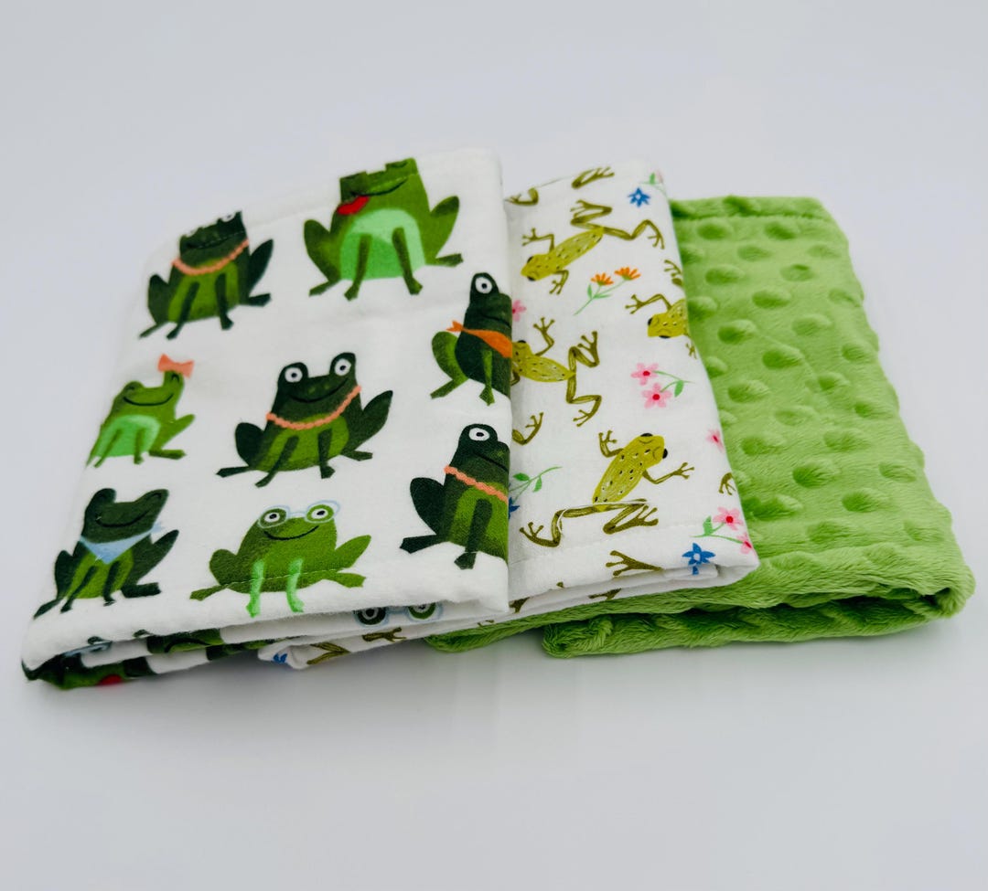 Frog Cloth Frogs Burp Cloth Trio -frogs Flannel + Minky Dot (green) - Burp Cloth ...