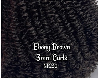 DG Curly 3mm Ebony Brown NF230 Brown pre-curled Doll Hair Reroot Dolls My Little Pony Barbie™ Monster High™ Ever After High
