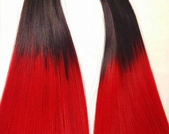 Black Red Ombre Hair Etsy
