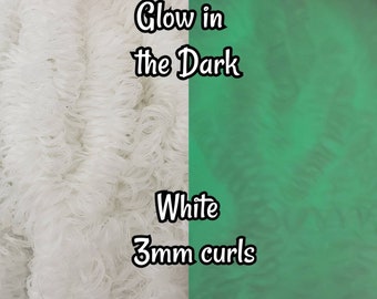 DG Curly 3mm Glow in the Dark White YG004 36 inch 0.5oz/14g pre-curled Nylon Doll Hair for rerooting fashion dolls Standard Temperature