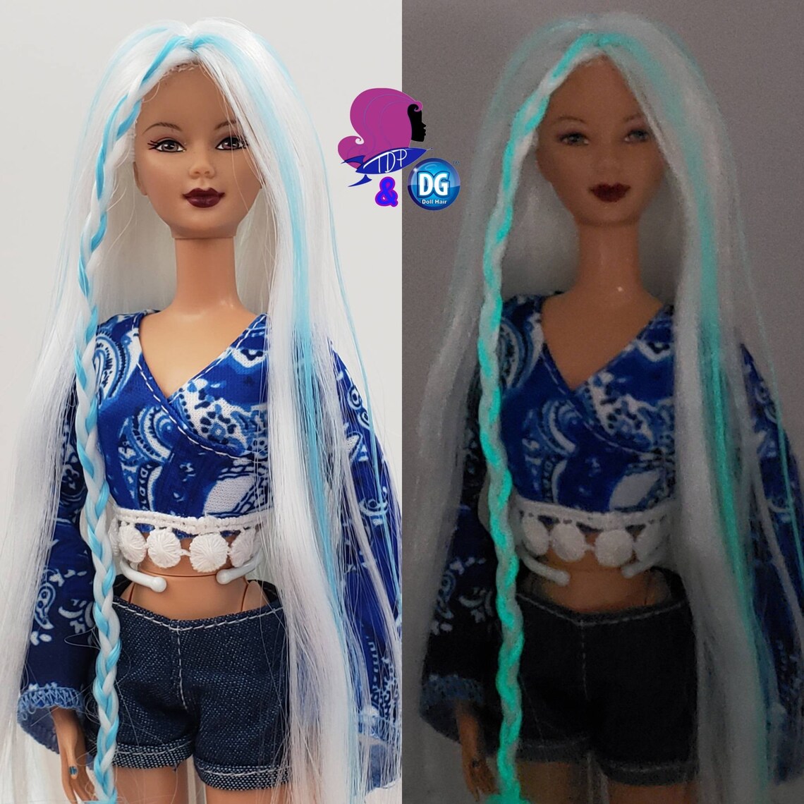 DG-HQ⢠Blue Glow in the Dark Doll Hair My Little Pony Barbie⢠| Etsy