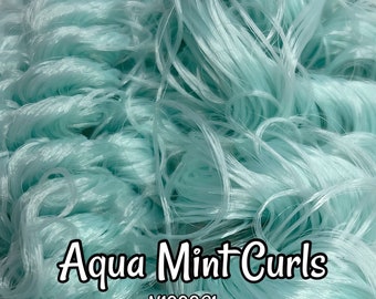 DG Curly Aqua Mint N1998C1 10mm 20mm pre-curled Doll Hair Reroot Pony Barbie™ Monster High™ Ever After Rainbow High lol omg