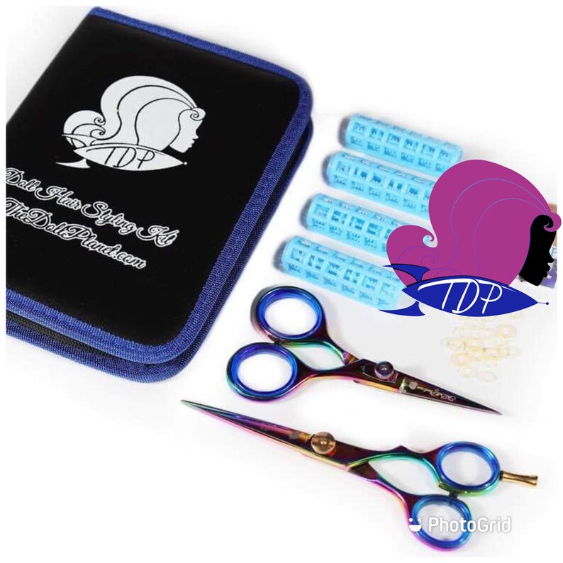 Doll Hair Styling Kit The Doll Planet Exclusive Scissors, Curlers, Alligator clips for Barbie,Monster High,My Little Pony, All Fashion Dolls 