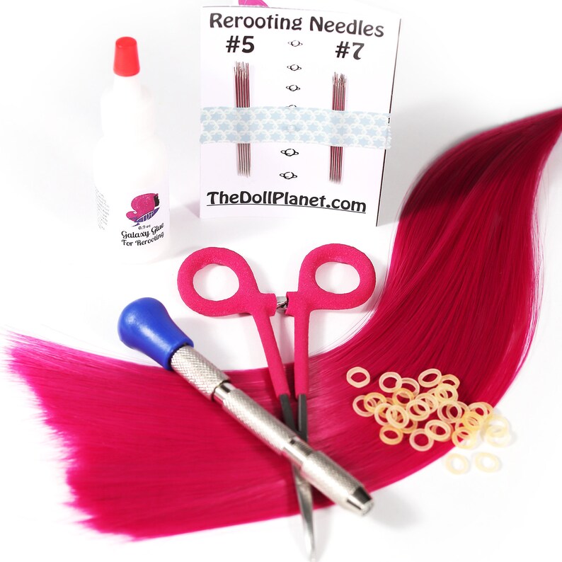 TDP Doll Deluxe Rerooting Starter Kit with Tools and Doll Hair Hank for Rerooting Most Dolls and My Little Pony photo