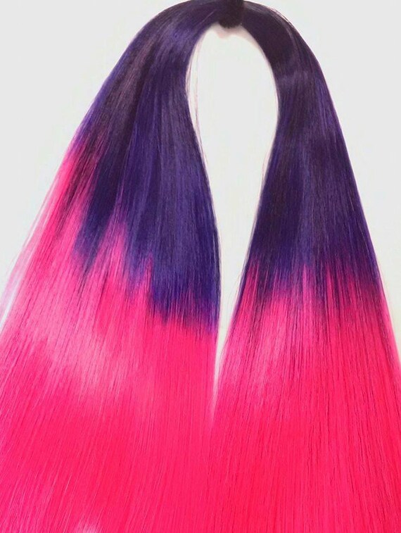 Cheshire Hand Dyed Ombre Purple To Hot Pink Nylon Doll Hair Etsy