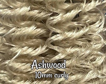 DG Curly Ashwood Blonde 5mm and 10mm options NH3116 36 inch 0.5oz/14g pre-curled Nylon Doll Hair for rerooting fashion dolls