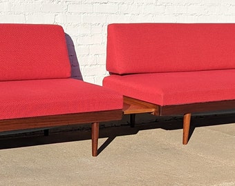 Mid Century Scandinavian Red Sleeper Sectional