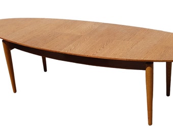 Mid Century Scandinavian Modern Oak Surfboard Coffee Table