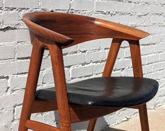 Mid Century Modern Erik Kirkegaard Solid Teak Danish Side Chair