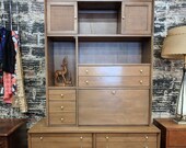 Mid Century Modern Baumritter Solid Pecan Hutch