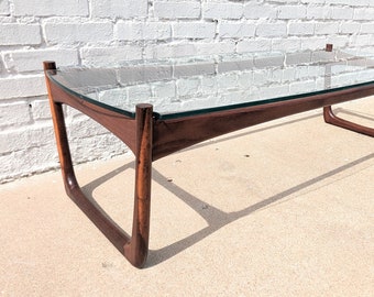 Mid Century English Modern Glass Top Coffee Table