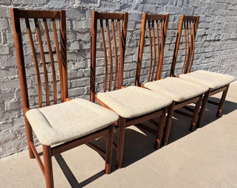 Mid Century Modern Danish D Scan Teak Dining Chairs Set of 4