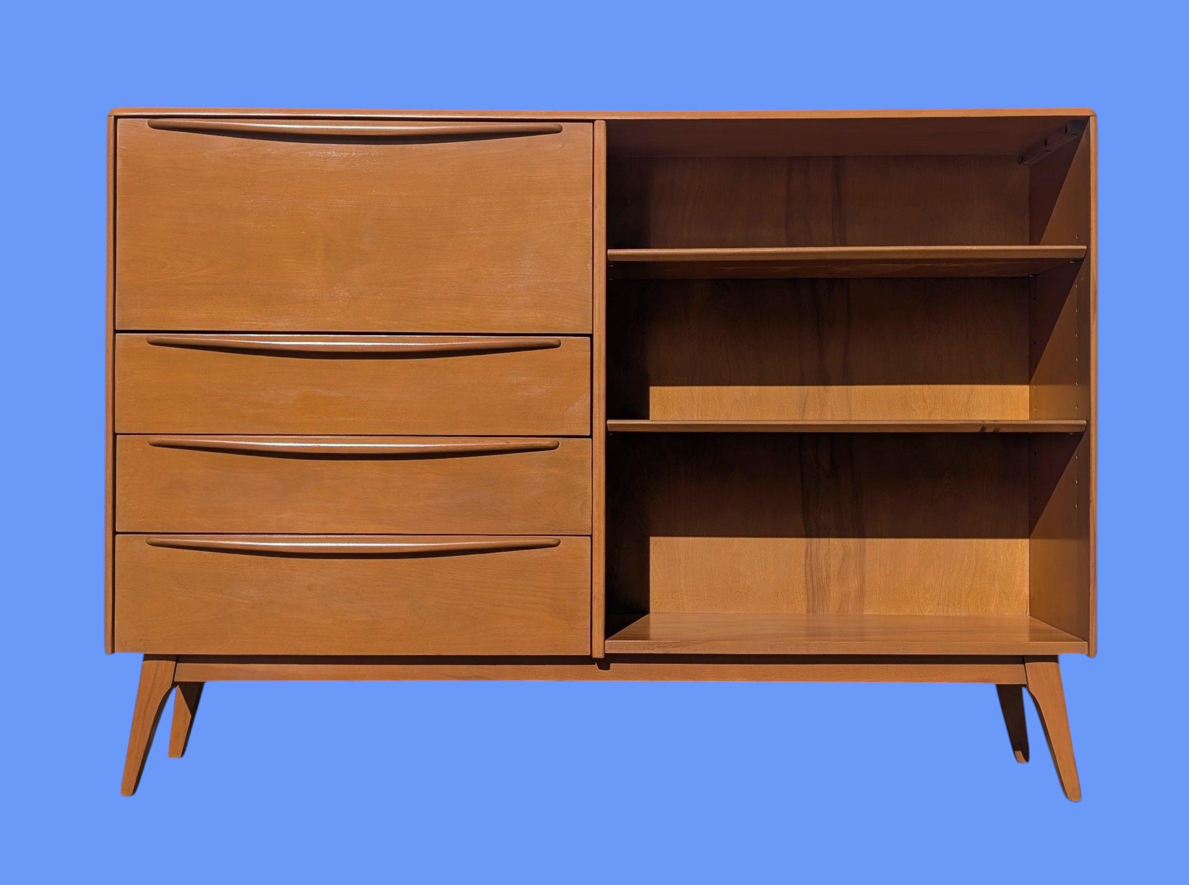 Mid Century Modern Heywood Wakefield Solid Birch Drop Front