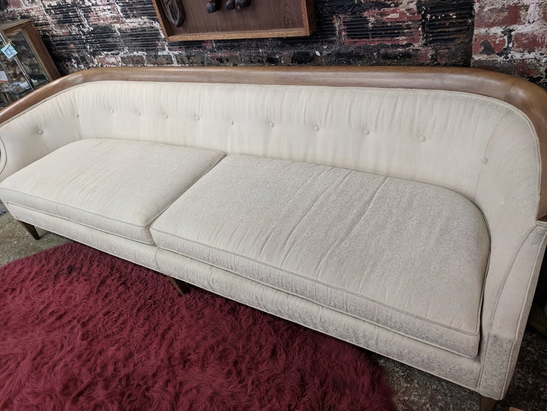 Mid Century Modern Drexel Walnut Trim Sofa image 9