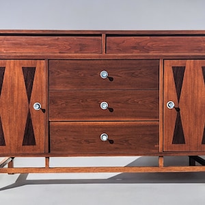Mid Century Modern Stanley Walnut Cabinet image 1