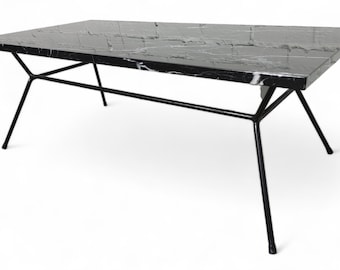 Mid Century Modern Marble and Iron Table