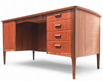 Mid Century English Modern Teak Double Sided Desk