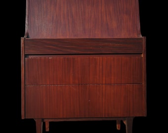 Mid Century English Modern Teak Drop Front Desk