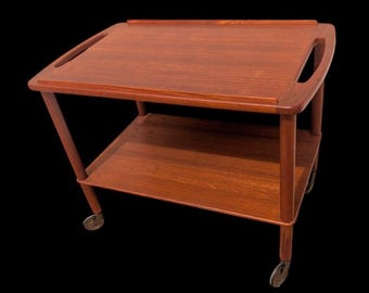 Mid Century Danish Modern Teak Rolling Barcart