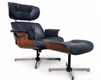 Mid Century Modern Eames Inspired Recliner and Ottoman by Plycraft