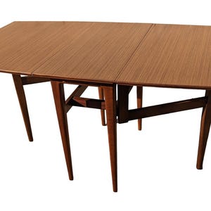 Mid Century English Modern Teak Drop Leaf Dining Table