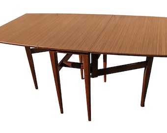 Mid Century English Modern Teak Drop Leaf Dining Table