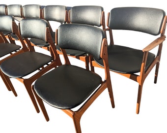 Mid Century Danish Modern Set of 8 Teak Dining Chairs by Eric Buch