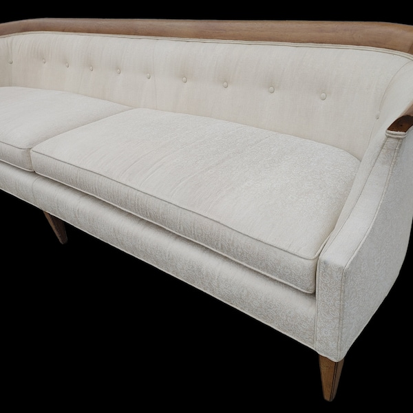 Mid Century Modern Drexel Walnut Trim Sofa