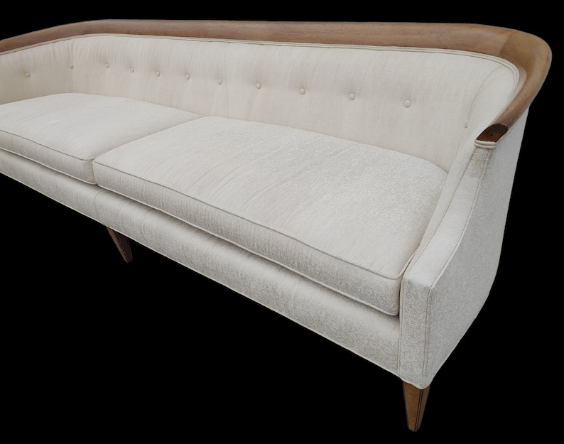 Mid Century Modern Drexel Walnut Trim Sofa image 1