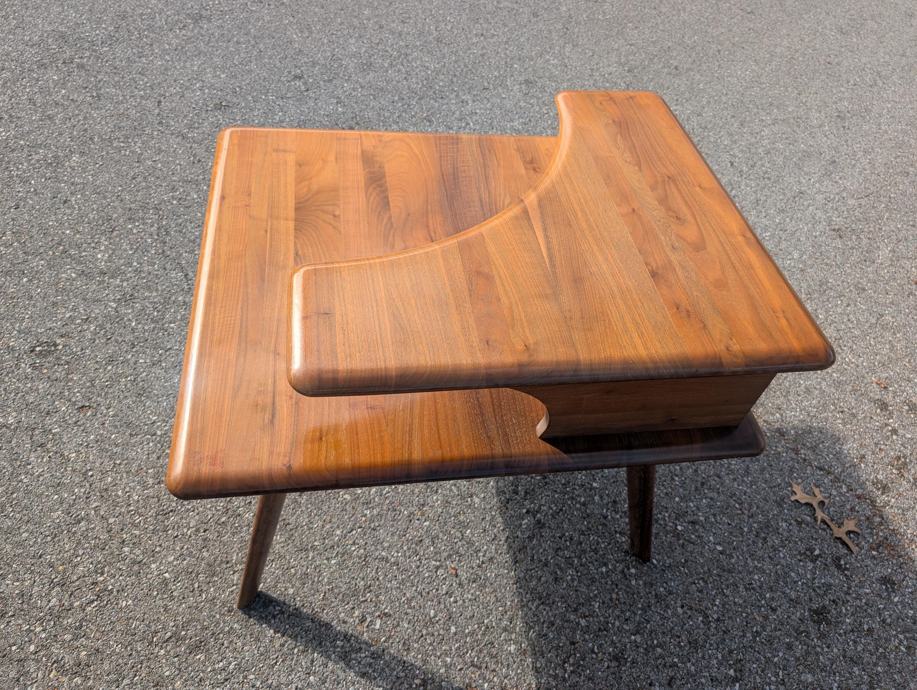 Mid Century Modern Solid Walnut Side Table by Bissman - Etsy