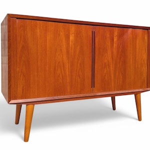 Mid Century Danish Modern Teak Tambour Door Cabinet