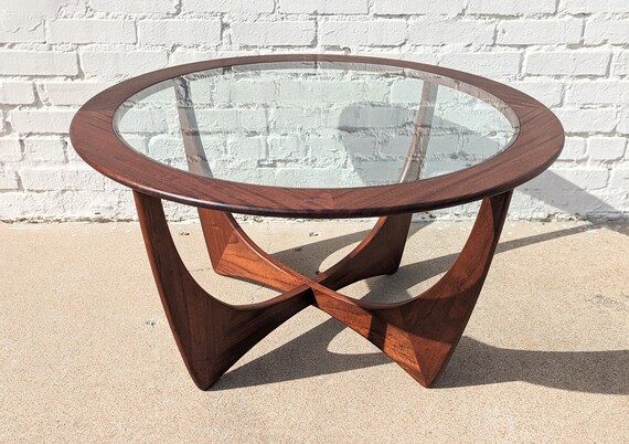 Oval Teak Coffee Table with Glass Top by G-Plan | #76093