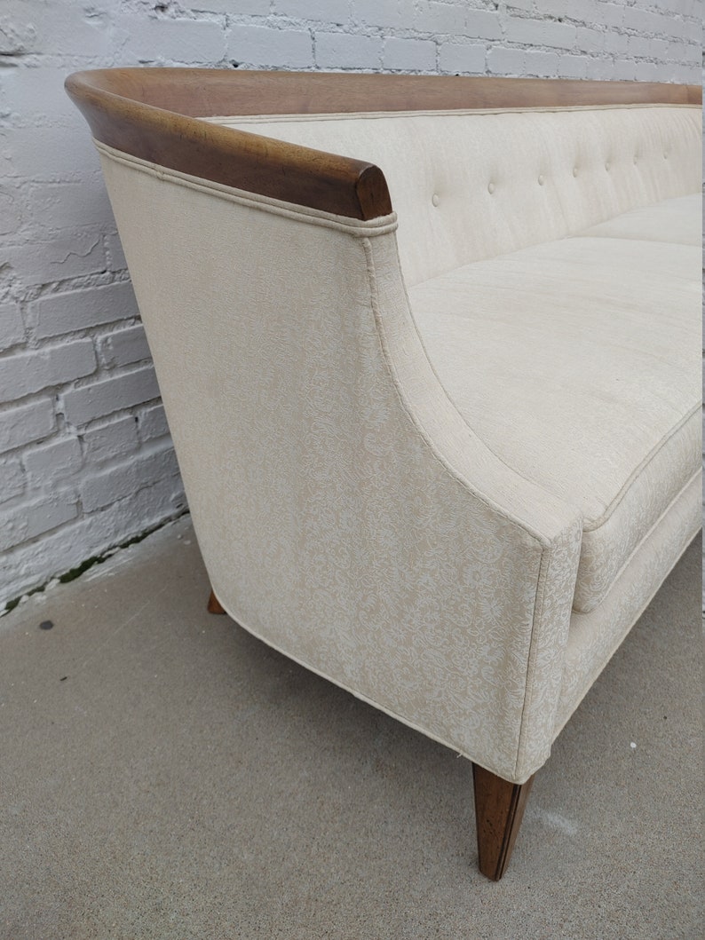 Mid Century Modern Drexel Walnut Trim Sofa image 4