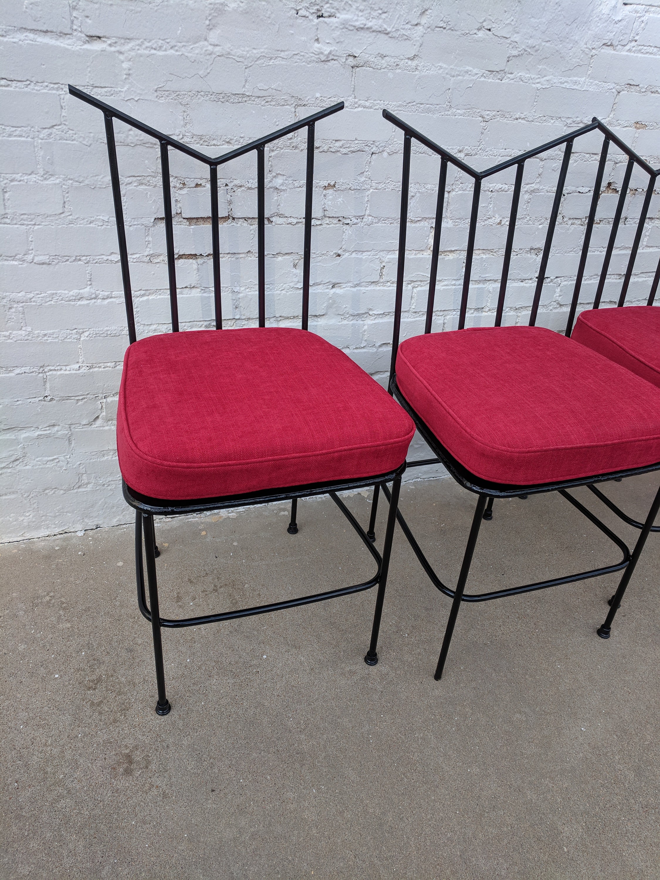 Mid Century Modern Wrought Iron Dining Chairs Etsy