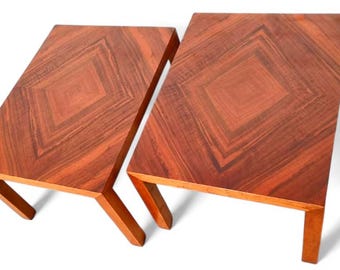 Mid Century Modern Lane Walnut Side Tables