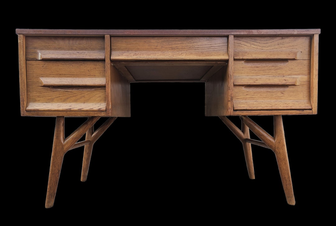 Mid Century Modern Solid Oak Desk With Laminate Top by Jack - Etsy