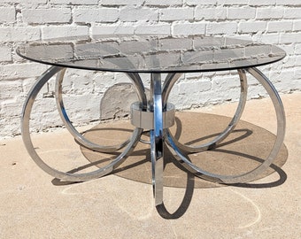 Mid Century Modern DIA Chrome and Glass Coffee Table