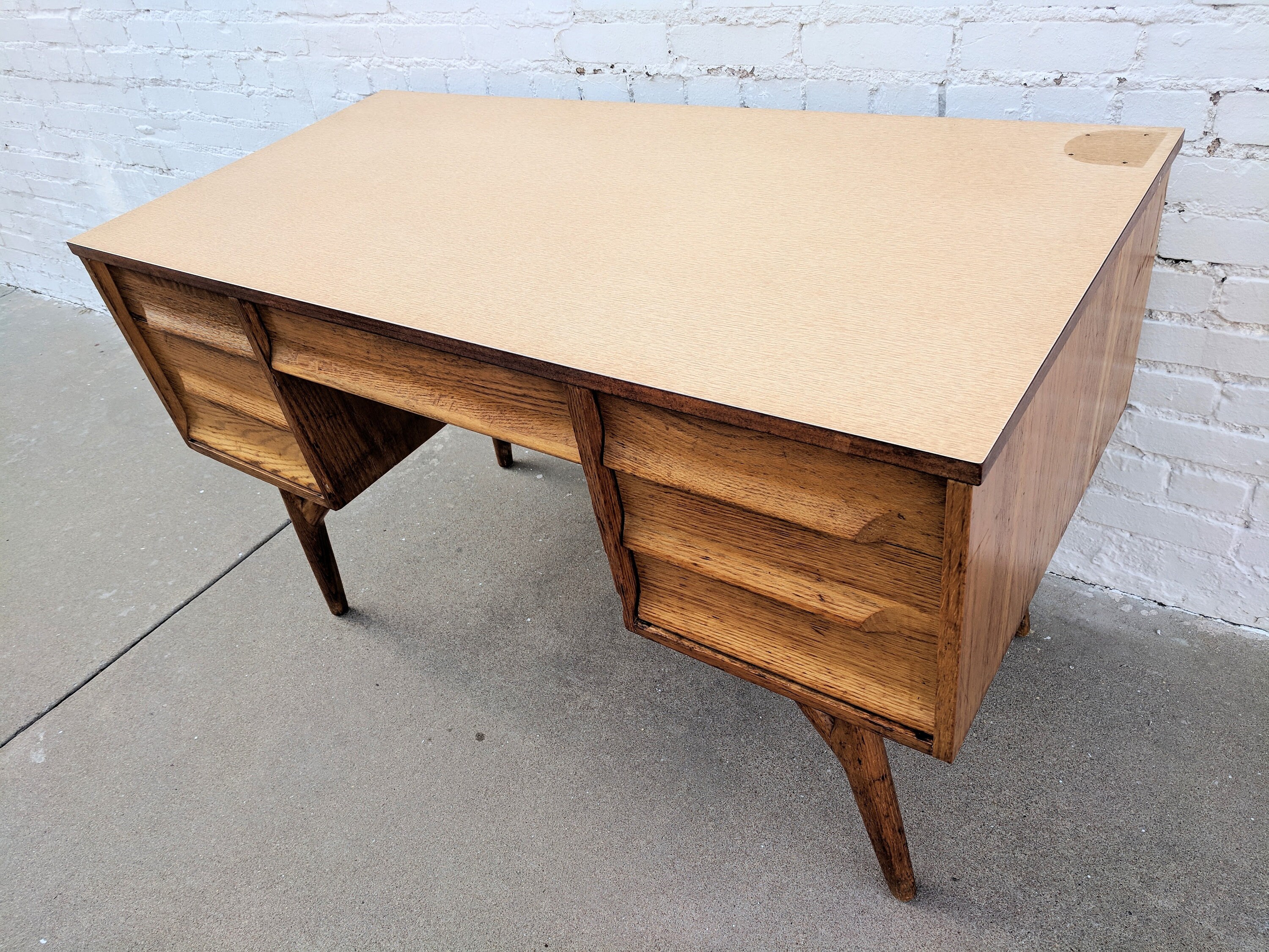 Oak mid century desk deals
