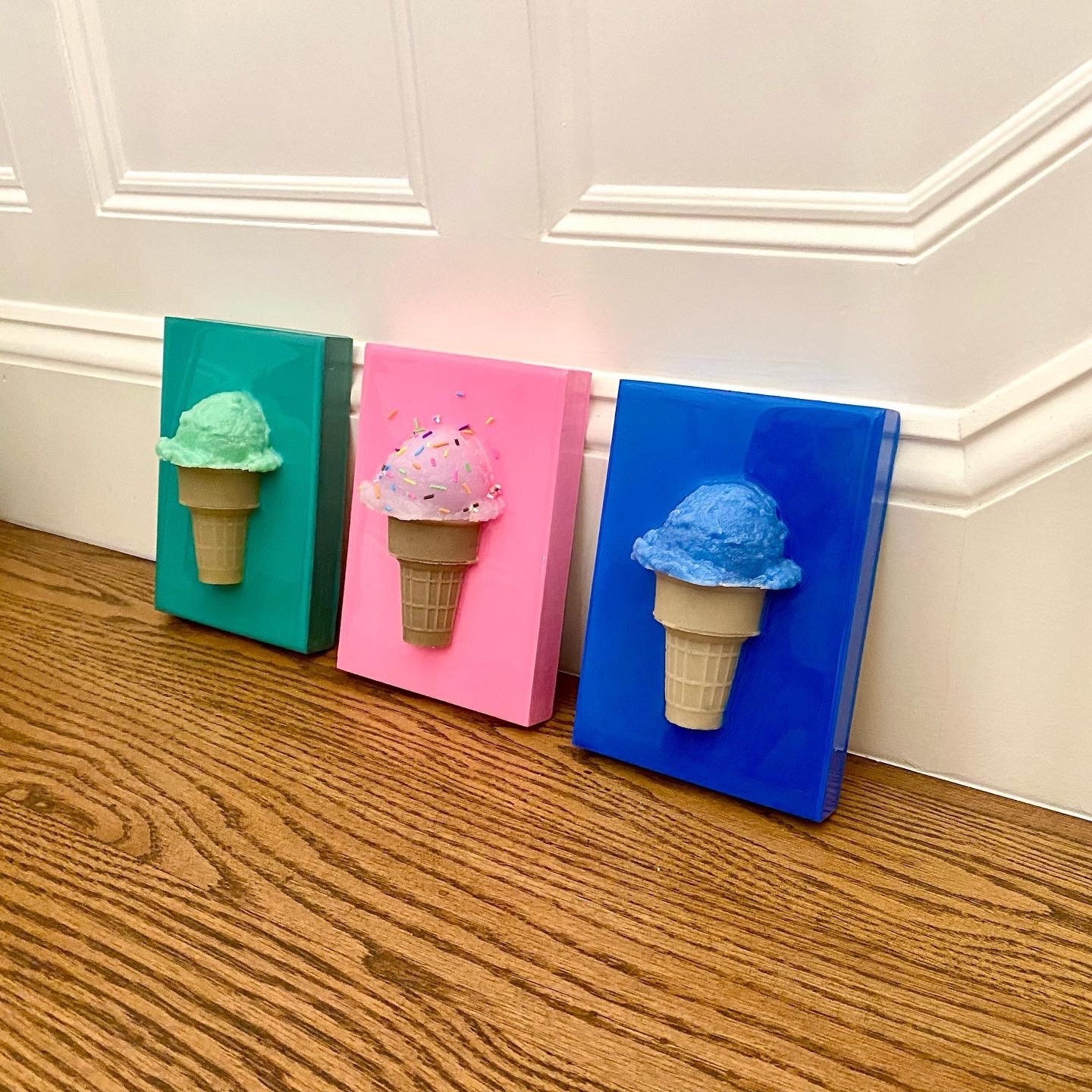 Resin Ice Cream Cone Wall Art Ice Cream Painting Pop Art Ice Etsy