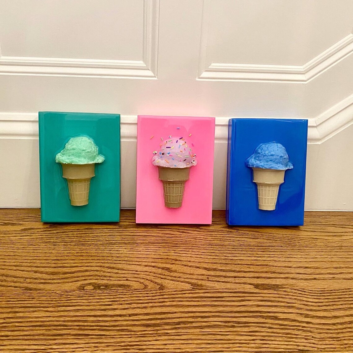 Resin Ice Cream Cone Wall Art Ice Cream Painting Pop Art Ice Etsy