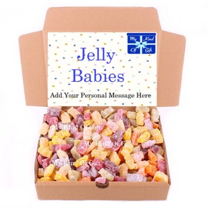 Jelly Babies, Box Of Sweets Pick n Mix Sweets 450g 600g 800g and 1000g birthday gift, Personalised Sweet Box