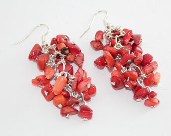 Red Coral Dangling Earrings- Pure Love - Pure Passion - Be my Valentine