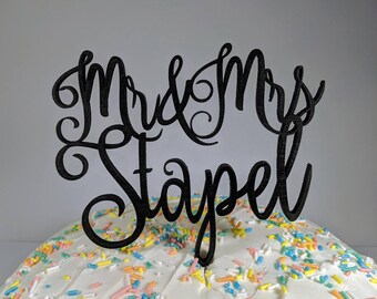 Mr and Mrs cake topper with custom name
