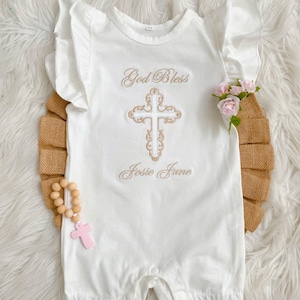Baptism Baby Girl Outfit, Baptism Romper, Baptism After Party Outfit,Personalized Christening outfit, Baptism Onesie Baby Girl,Baptism party