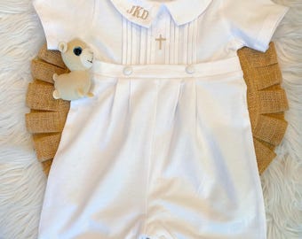 Baptism Baby Boy Outfit, Boy’s Baptism Short Sleeve Outfit, Baptism After Party Outfit,Personalized Christening outfit,Baptism party