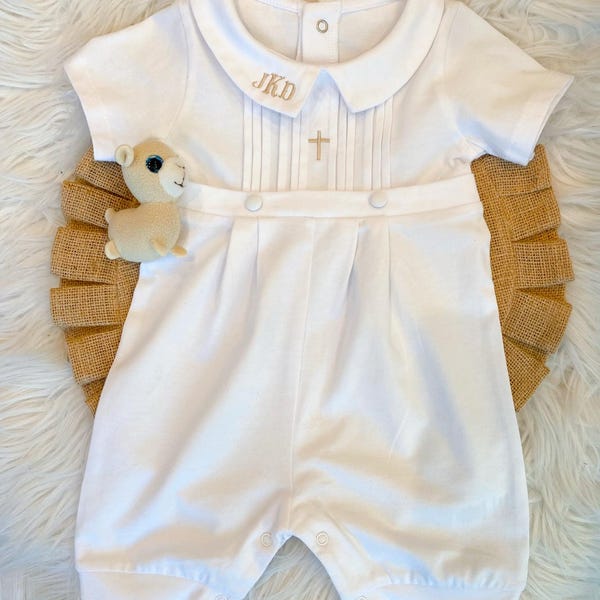 Baptism Baby Boy Outfit, Boy’s Baptism Short Sleeve Outfit, Baptism After Party Outfit,Personalized Christening outfit,Baptism party