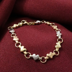 Baby Bracelet/ 14k Gold Girl Heart Bracelet/ 585 Solid Gold Girls Heart Bracelet/ Gold Bracelet/ Baby Gift/ Children’s Gift/ 1 Year Old Gift