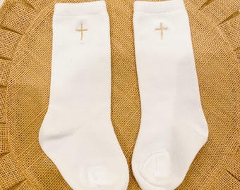 Embroidered Baptism Socks, Christening Socks, Baby Boy Baptism, Personalizied Baby Baptism Socks, Monogramed Baptism Socks, Cross Socks